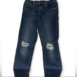 Levi's Mile High Super Skinny Jeans Dark Wash Distressed Knee Size 30